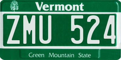 VT license plate ZMU524