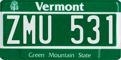 VT license plate ZMU531