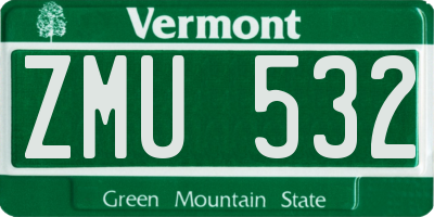 VT license plate ZMU532