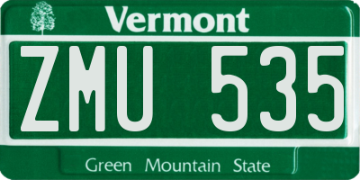 VT license plate ZMU535