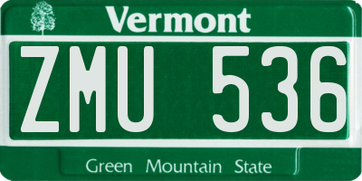 VT license plate ZMU536