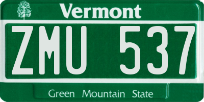 VT license plate ZMU537