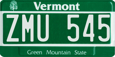 VT license plate ZMU545