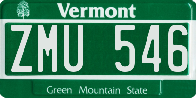 VT license plate ZMU546