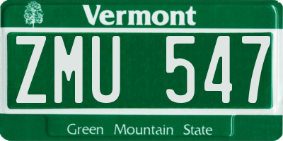 VT license plate ZMU547
