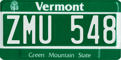 VT license plate ZMU548