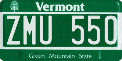 VT license plate ZMU550