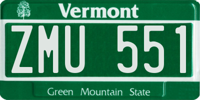 VT license plate ZMU551