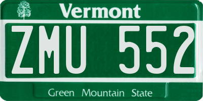 VT license plate ZMU552