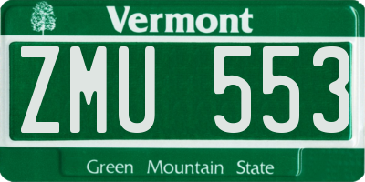 VT license plate ZMU553