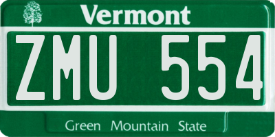 VT license plate ZMU554