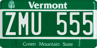 VT license plate ZMU555