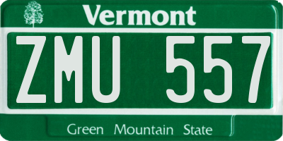 VT license plate ZMU557