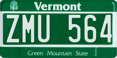 VT license plate ZMU564