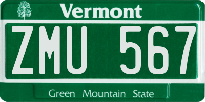 VT license plate ZMU567