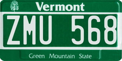 VT license plate ZMU568