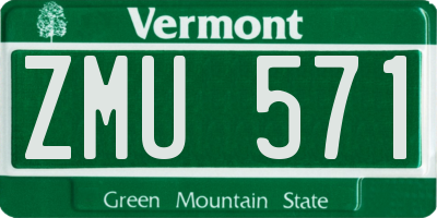 VT license plate ZMU571