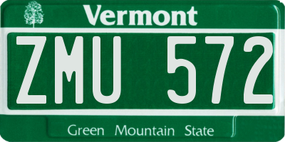 VT license plate ZMU572