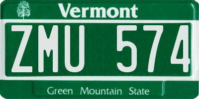VT license plate ZMU574