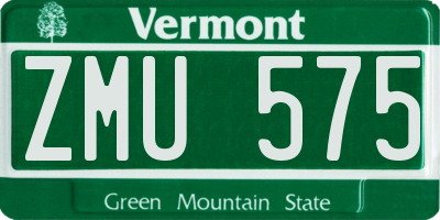 VT license plate ZMU575