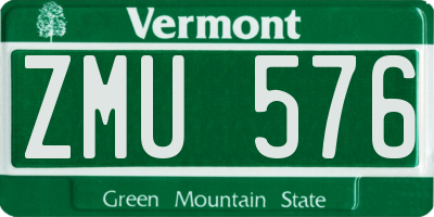 VT license plate ZMU576