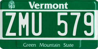VT license plate ZMU579