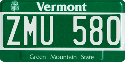 VT license plate ZMU580