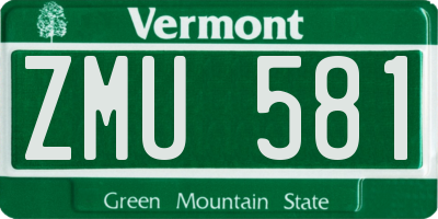 VT license plate ZMU581