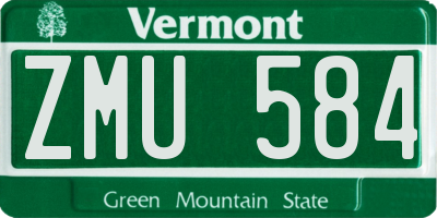 VT license plate ZMU584