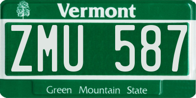 VT license plate ZMU587
