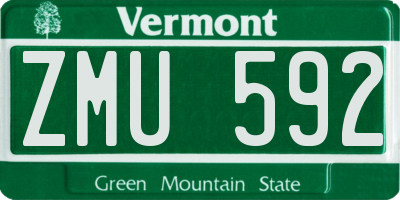 VT license plate ZMU592