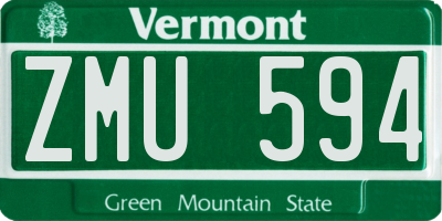 VT license plate ZMU594