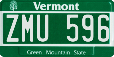 VT license plate ZMU596