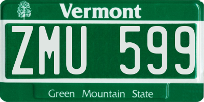 VT license plate ZMU599