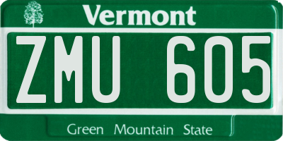 VT license plate ZMU605