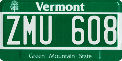 VT license plate ZMU608