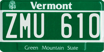 VT license plate ZMU610