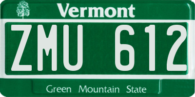 VT license plate ZMU612
