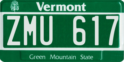 VT license plate ZMU617