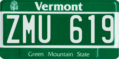 VT license plate ZMU619