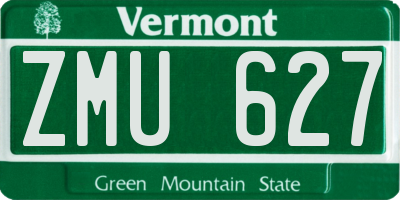 VT license plate ZMU627