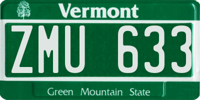 VT license plate ZMU633