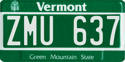 VT license plate ZMU637