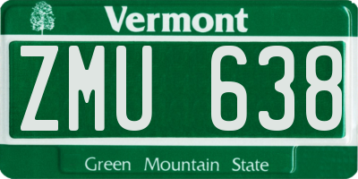 VT license plate ZMU638