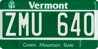 VT license plate ZMU640