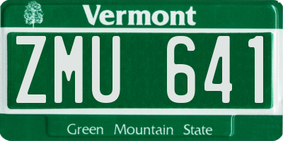 VT license plate ZMU641