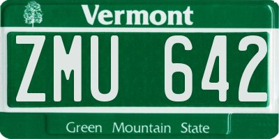 VT license plate ZMU642
