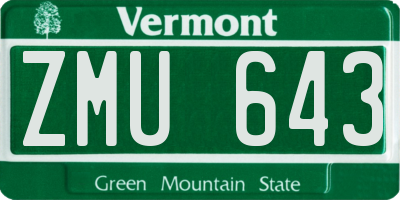 VT license plate ZMU643
