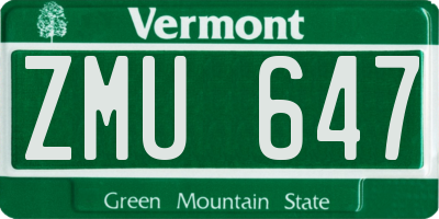 VT license plate ZMU647