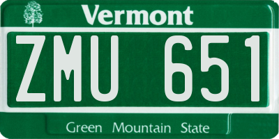 VT license plate ZMU651